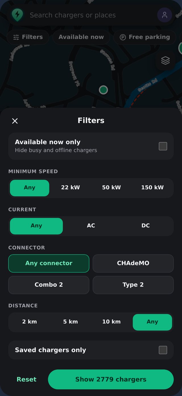 Filters for availability, minimum speed, AC or DC, connector and distance